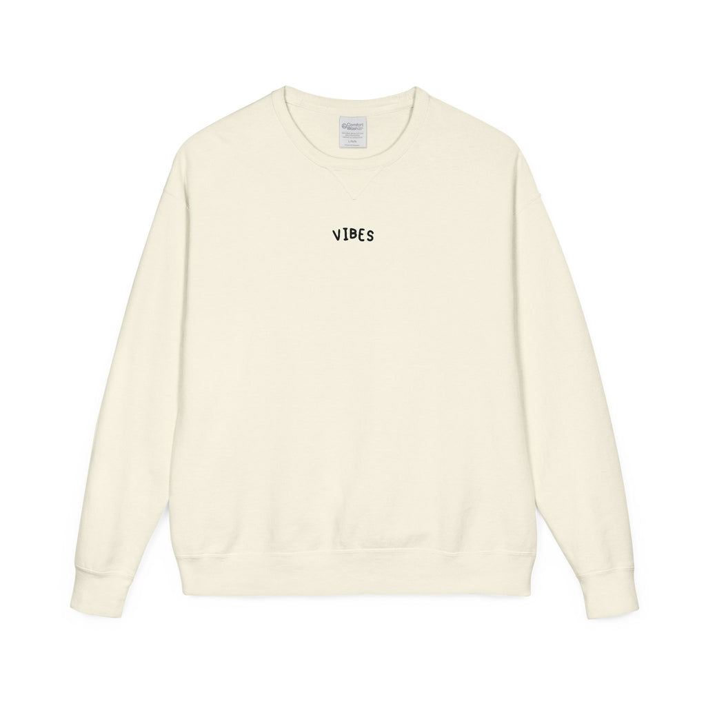 Graphic Crewneck Sweatshirt — "The Vibes" Minimal Front + Bold Back Design